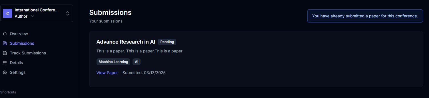 Paper submission feature